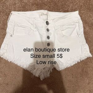 Elan White Frayed Jean Shorts